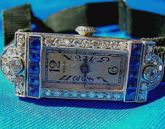 ORIGINAL Art Deco Raymond YARD Antique Diamond Sapphire Platinum Gatby era Watch
