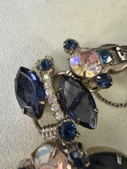 Vintage JULIANA D&E 5 Link Bracelet Navy Blue Rhinestone AB Crystal Book Piece!