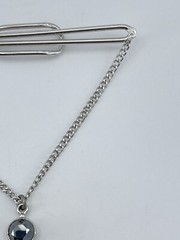 Tie Clip bar Miners Pick Axe & Shovel pave set Spinel silver tone