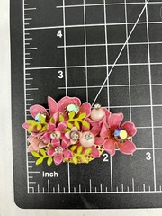 Vintage Mid Century Enamel Rhinestone Floral Brooch