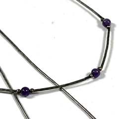 Liquid Silver Amethyst Bead Choker Necklace 17 inches Southwest Style