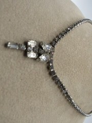 Vintage Clear Baguette tear Rhinestone Statement Necklace Elegant Art Deco-15″