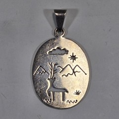 CARAVANTES CII MEXICO 925 Sterling Silver Wilderness Deer Cutout Scene Pendant K