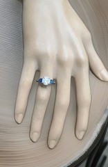Platinum Vintage Engagement Ring 1.71ct.Natural Round Diamond Blue Sapphire Pear