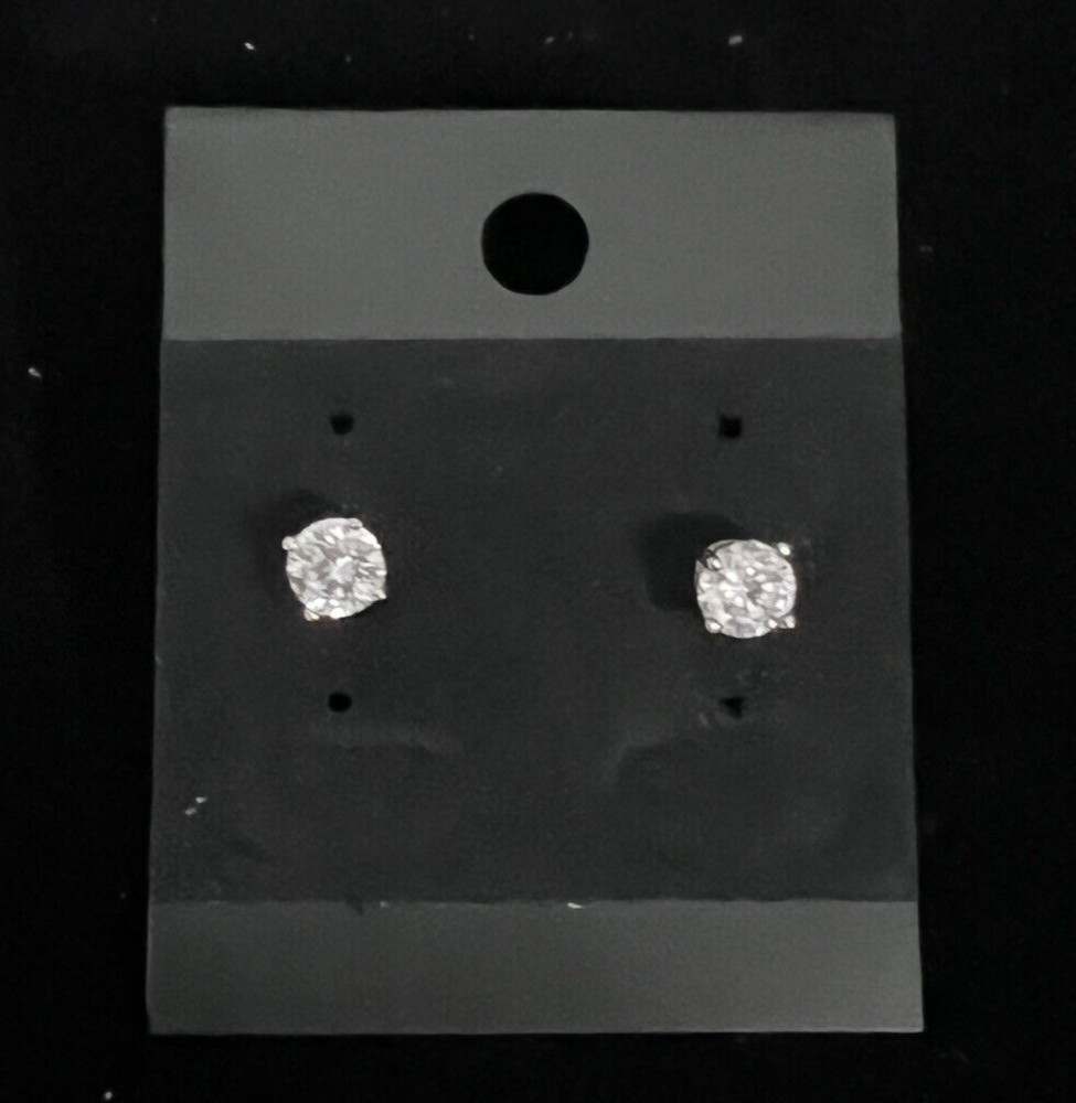 Vintage Clear 5mm Crystal Earrings Solitaire Pierced Studs 4-Prong Silvertone *