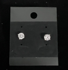 Vintage Clear 5mm Crystal Earrings Solitaire Pierced Studs 4-Prong Silvertone *