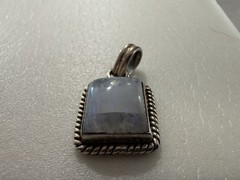 VINTAGE STERLING SILVER IRIDESCENT MOONSTONE .75” SQUARE PENDANT 925
