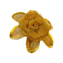 Vtg Metal Mesh Flower Gold Tone Brooch Pin 1.75″ Signed AAi