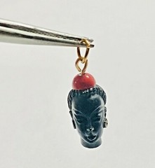 Vintage 1960’s New Old Stock 14K Gold Filled Blackamoor & Faux Coral Pendant