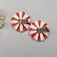 Vintage Earrings Lot West Germany Germany Plastic Clip On Floral Mid Century