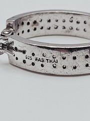 FAS Sterling Silver CZ Double Lined 21mm Hoop Earrings