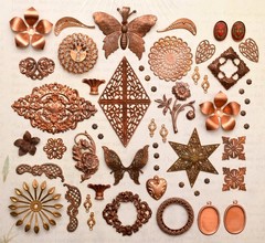 100 Years OLD! Vintage Miriam Haskell Jewelry Brass Stampings Brooch Parts Lot