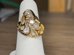 Vintage Gold and 5 Diamond Cocktail ring