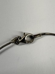 VINTAGE 925 ITALY STERLING SILVER NECKLACE WITH IRON METEORITE PENDANT