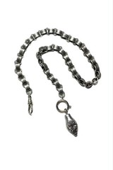 LUX Vintage Whiting + Davis Snake Pendant with Silver Bookchain Necklace, 16-18”