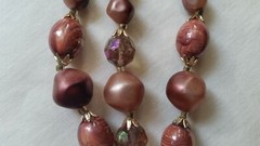3 strand 20″ gold tone irregular round, oval & crystal beads with pedal spacers