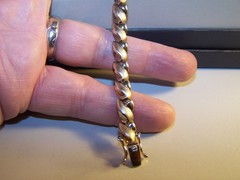 VINTAGE ESTATE DESIGNER BRUSH GOLDWASH STERLING SILVER TENNIS BRACELET 7 1/4″