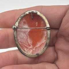 Vintage 900 Silver Cameo Brooch – Hand‑Carved Shell Portrait, Antique