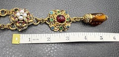 Vtg Jose & Maria Barrera Byzantine Revival Rhinestone Drop Pendant Necklace 25”