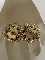 VINTAGE PAIR SMALL RHINESTONE BLACK FRENCH JET BROOCH PINS