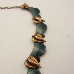 Vintage Copper Enamel Necklace Speckled Collar 17 Inch