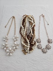 Estate Necklace Lot Rhinestone And Beaded Carol Lee Original Box EUC
