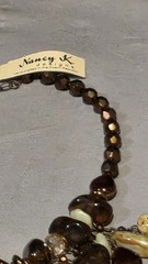 VINTAGE NANCY K CZECH REPUBLIC BIB 20″ CRYSTAL BROWNS NATURE GLASS NECKLACE