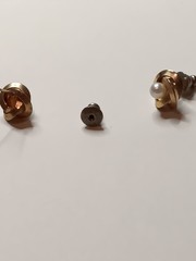 Vintage Signed MARVELLA Gold Tone Faux Pearl Knot Twist Stud Earrings