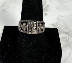 Sterling Silver Ring with Center Marcasite & Open Side Marcasite Design – Size 9