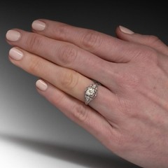 Art Deco Vintage Style Lab Created Diamond Weeding Ring In 14k White Gold Finish