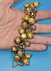 VINTAGE JULIANA (D&E) GOLD FUN BEADED RHINESTONE 5-LINK BRACELET