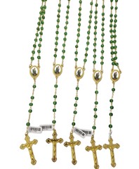Set of 12 x San Judas Tadeo Rosario / St Jude Thaddeus Green Glass Rosary