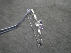 Purple Stone & Marcasite Vintage Silvertone Brooch Pendant 4.1g ~ FLAW