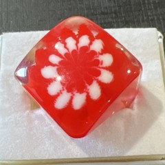 Lucite Plastic Ring Size 8 Red