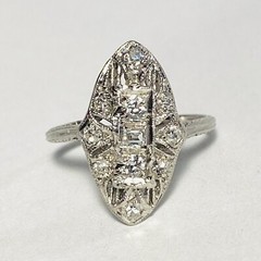 Art Deco Platinum Filigree 0.24ctw Diamond Size 5.5 Ring 3.7g
