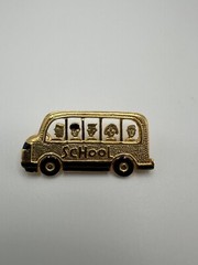 Vintage Gold Enamel School Bus Brooch Pin 4.5cm BB5