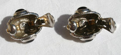 Modernist Earrings Clip-on Black Cabochon Silver Gold Tone MCM