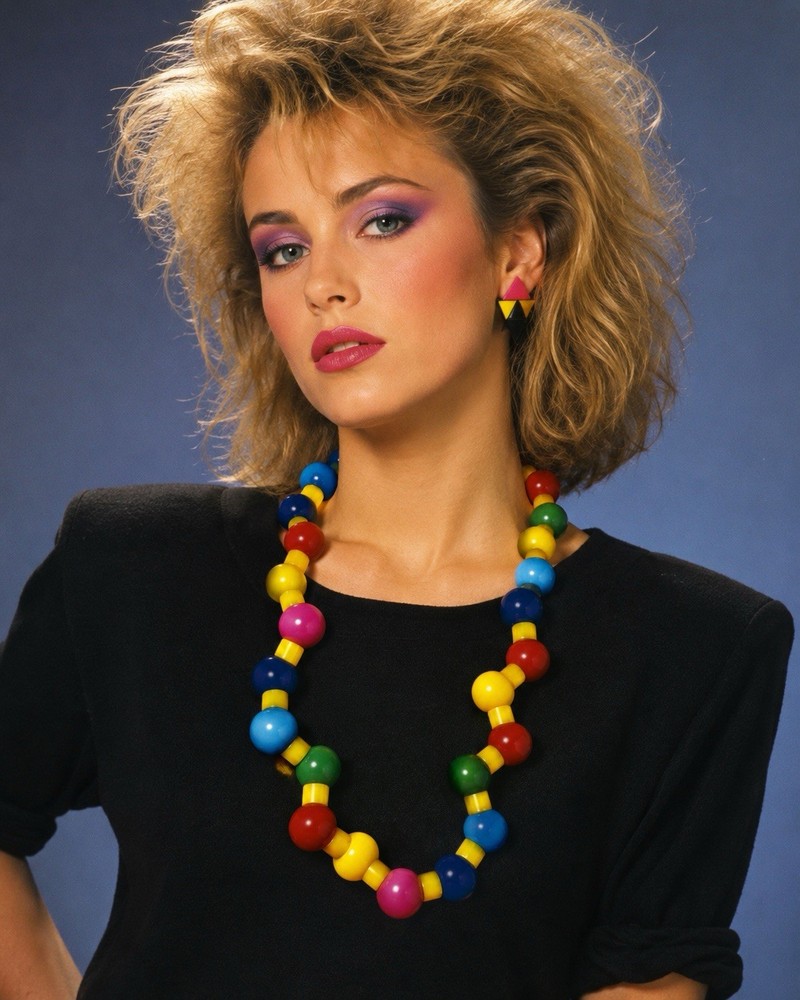 Vintage Pop Art Memphis Milano-inspired fashion Chunky Acrylic Bead Necklace