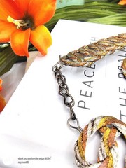 Vintage Trifari Style Tri-Tone Woven Necklace and Earrings Set 1970s–1980s
