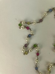 VTG. 1960s AUSTRIAN Multicolored Crystal Bezel Set Faux Pearl Necklace 35 in USA