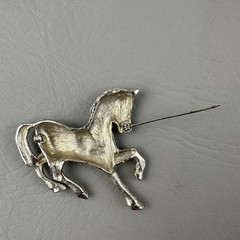 Vintage Horse Brooch Silver Tone Prancing Stallion Equestrian Western Figural