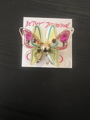 Betsey Johnson Acrylic Butterfly Necklace Earrings and Ring Set-G3