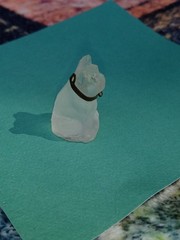 Antique, Vintage, Czech Clear Pug, Bulldog Cracker Jack Glass Charm, Prize, 1″