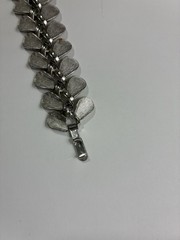 Vintage Crown Trifari brushed silver tone Petal Link bracelet 7 1/2 inches.