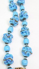 Miriam Haskell Venetian Pinched Art Glass Necklace And Earrings Blue Gold Swirl