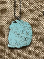 SOUTHWESTERN SILVER TONE FAUX TURQUOISE STONE LARIAT WRAP NECKLACES ADJUSTABLE