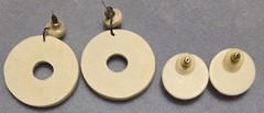Avon Vintage 1987 White Light Earrings And Cream Colored Carved Polymer Clay