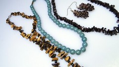 Vintage Beaded Strand Necklaces Earrings Carnelian? 7pc Necklace Lot