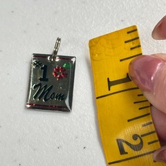 Vintage Pendant #1 Mom Silver Tone Enamel Mother’s Day Charm