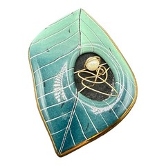 Artisan Pin Brooch Ceramic Wire Leaf J103